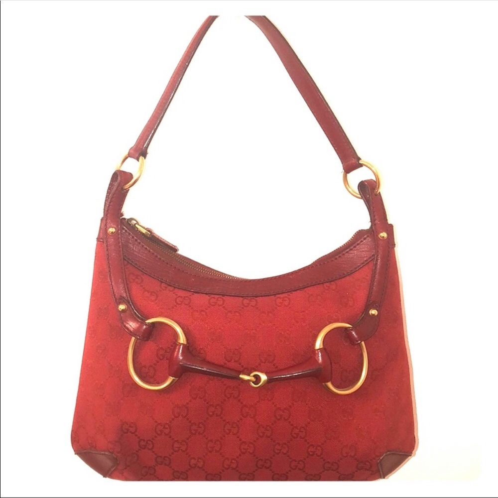 Gucci GG Supreme Canvas Hobo, Gold Horsebit buckle